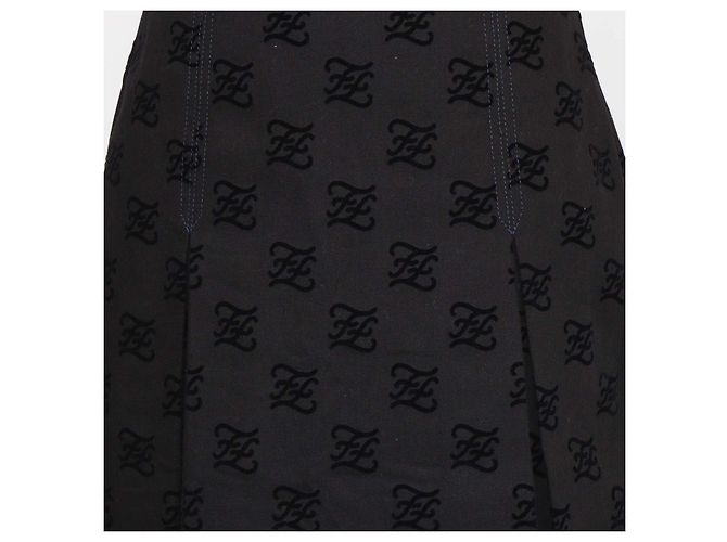 Minifalda plisada Fendi en denim negro Karligraphy FF - vista 4