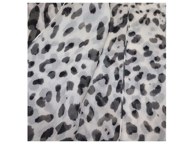 Sciarpa/Sciarpa Dolce & Gabbana in seta con stampa leopardata bianco/nero - vista 3