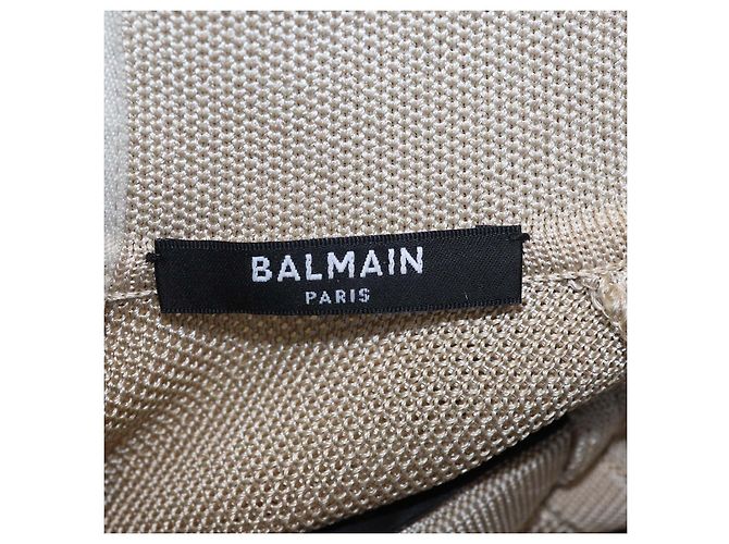 Balmain beiges Mini-Kleid aus Viskose-Strick mit kurzen Ärmeln - Ansicht 6
