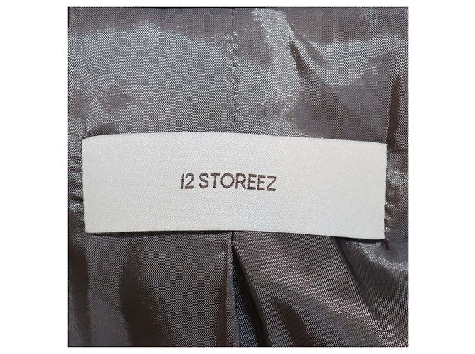 Autre Marque Blazer cruzado de lana a rayas gris 12 Storeez - vista 5