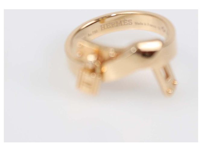 Hermès Hermes 18K Rose Gold Kelly Gavroche Ring Größe 55 Golden - Ansicht 6