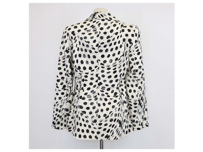 Autre Marque Blazer de tecido misto com bolinhas creme/preto Brandon Maxwell Cru - vista 3