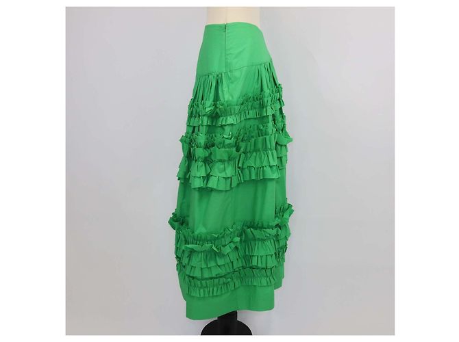 Autre Marque Falda midi de algodón con volantes verde Molly Goddard - vista 2