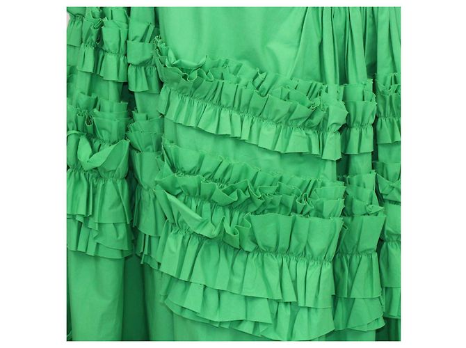 Autre Marque Falda midi de algodón con volantes verde Molly Goddard - vista 4