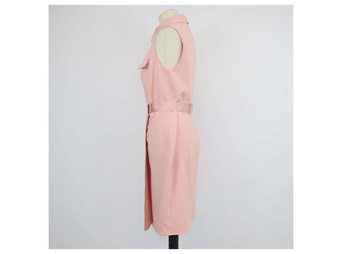 Vestido sin mangas de crepe rosa con cinturón Elisabetta Franchi - vista 2