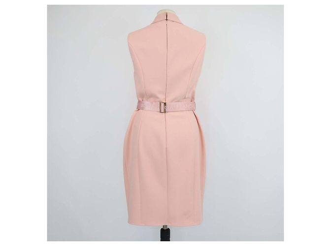 Vestido sin mangas de crepe rosa con cinturón Elisabetta Franchi - vista 3