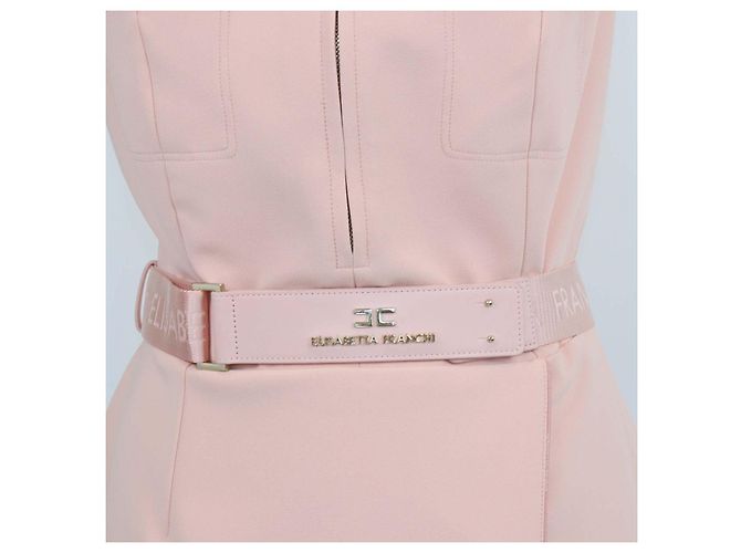 Vestido sin mangas de crepe rosa con cinturón Elisabetta Franchi - vista 4
