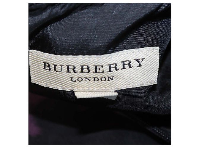 Burberry Abito corto senza maniche in seta nero e viola Porpora - vista 5