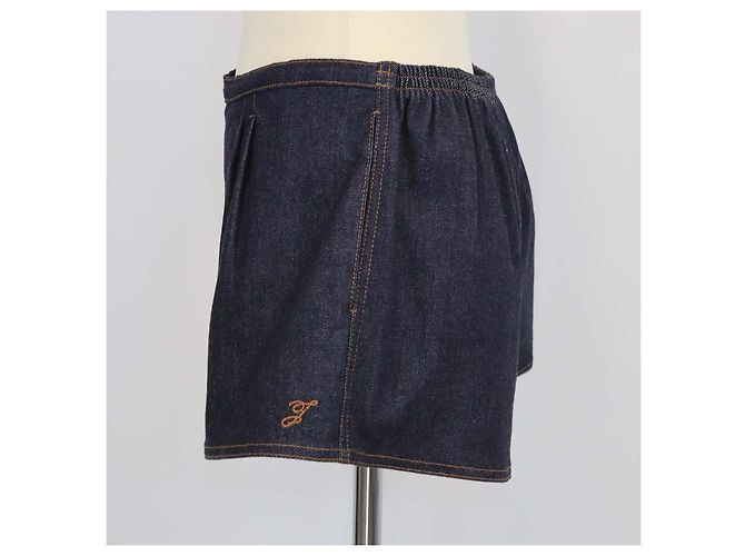 Jacquemus The Amelo de-Nimes Mini Short Plisado en Denim Azul Oscuro Azul marino - vista 2