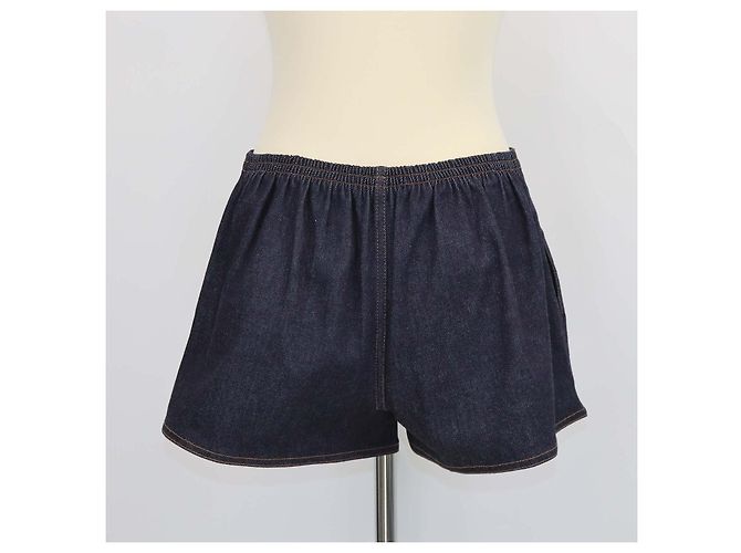 Jacquemus The Amelo de-Nimes Mini Short Plisado en Denim Azul Oscuro Azul marino - vista 3
