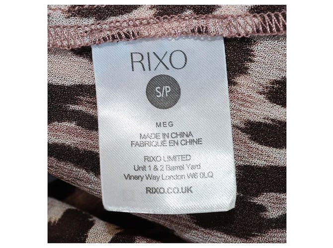 Autre Marque Vestido maxi Rixio Black/Brown em viscose com bolinhas e estampa de leopardo e mangas três quartos Marrom Preto - vista 6