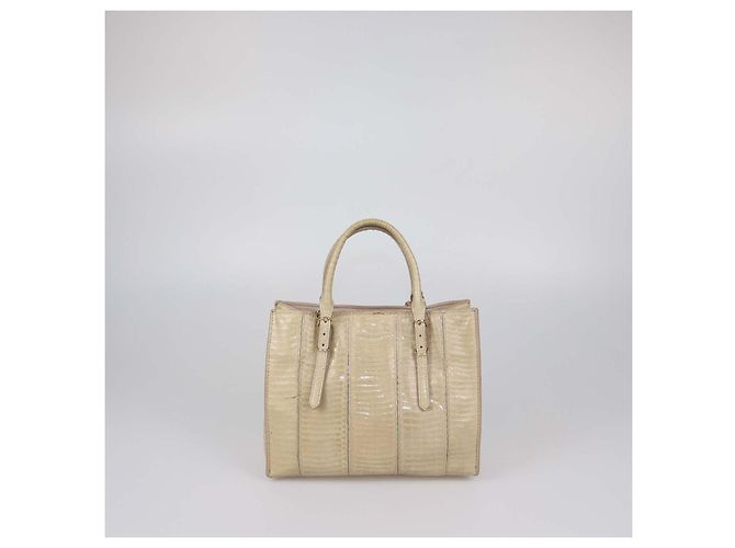 Mini Tote Papier Balenciaga em Python Bege - vista 3