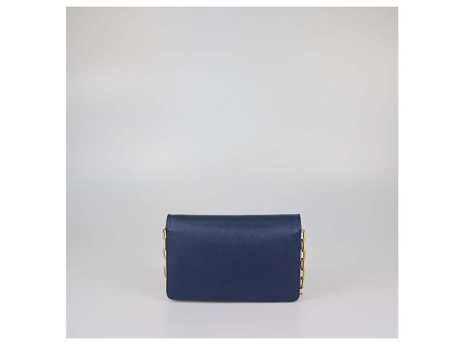 Prada Navy Blue Saffiano Leder Flap Wallet on Chain Blau - Ansicht 3
