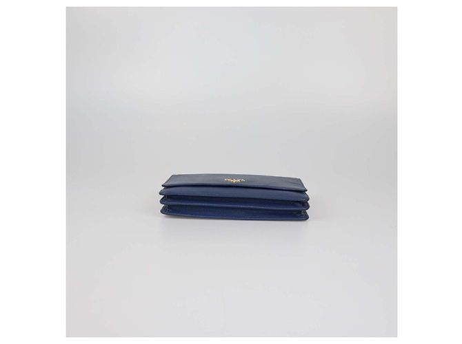 Prada Navy Blue Saffiano Leder Flap Wallet on Chain Blau - Ansicht 4
