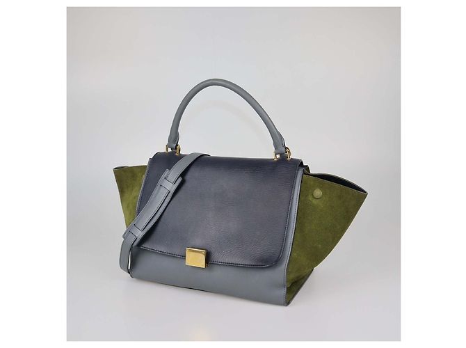 16 Céline Celine Trapeze Medium Handtasche aus tricolor Leder und Wildleder - Ansicht 2