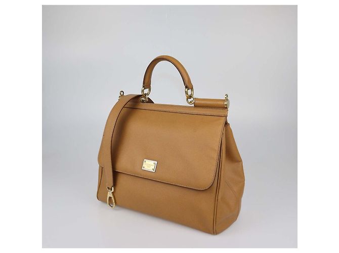 Borsa a mano Dolce & Gabbana Miss Sicily Large in pelle marrone - vista 2