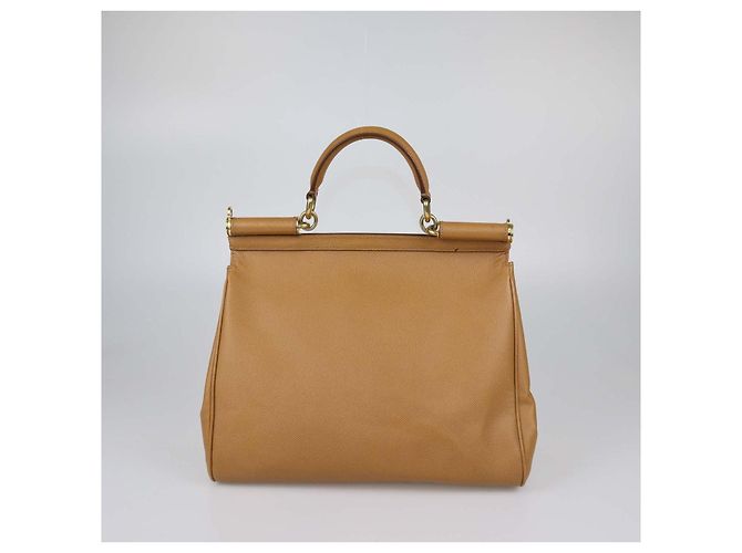 Borsa a mano Dolce & Gabbana Miss Sicily Large in pelle marrone - vista 3