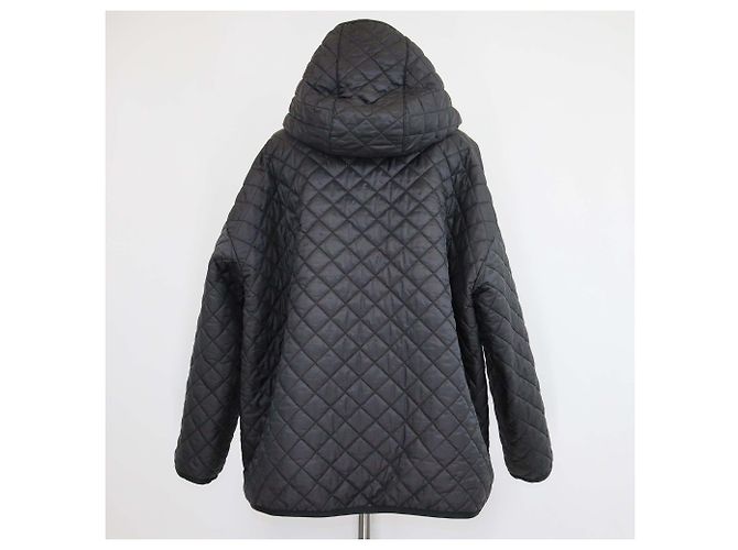 Max Mara Black Quilted Polyester The Cube Hooded Bomber Jacket Schwarz - Ansicht 3
