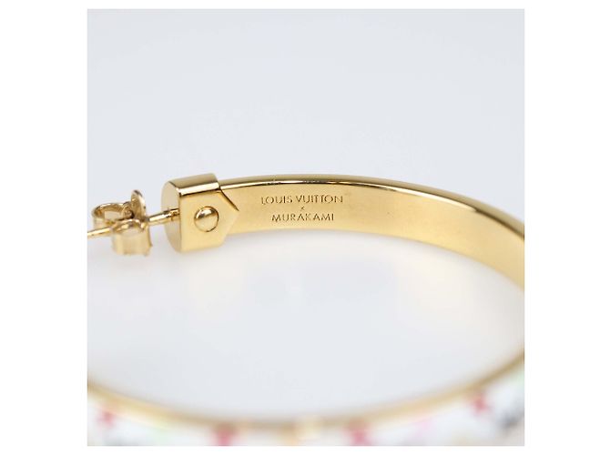 Orecchini a cerchio Louis Vuitton x Takashi Murakami Toile Gold Tone D'oro - vista 5