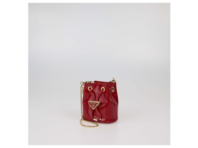 Mini pochette in pelle verniciata rossa Prada Rosso - vista 2