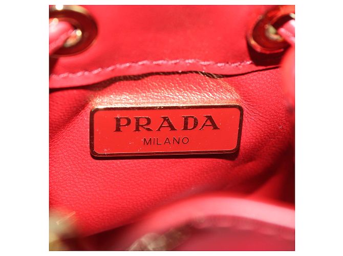 Mini pochette in pelle verniciata rossa Prada Rosso - vista 5
