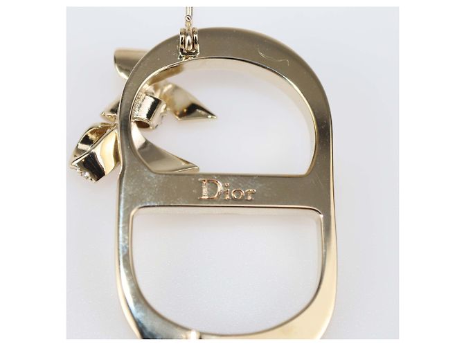 Spilla Christian Dior Shiny Bow in metallo finish oro e madreperla D'oro - vista 4