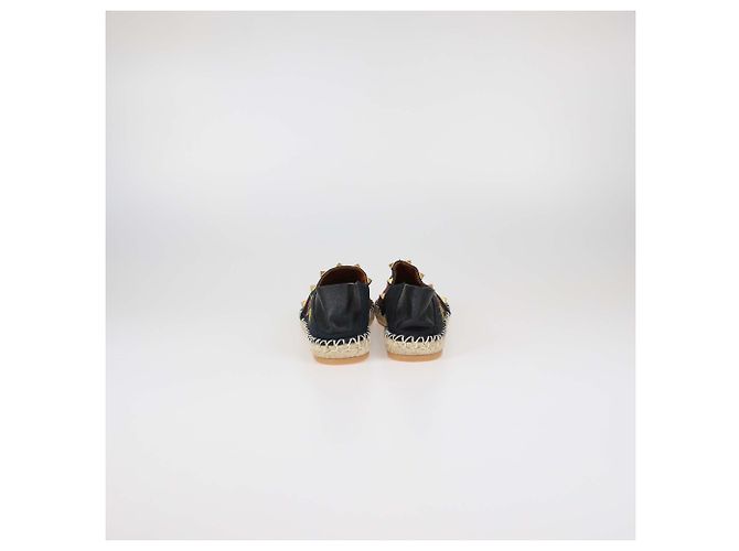 Espadrillas basse Valentino in tela nera e pelle con ricami floreali Rockstud Nero - vista 5