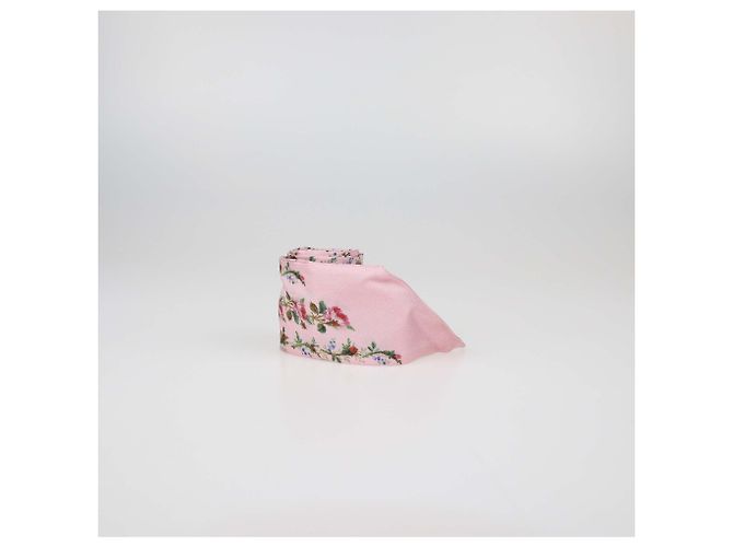 Gucci rosa Seidentwill-Band mit Rosenprint Pink - Ansicht 2