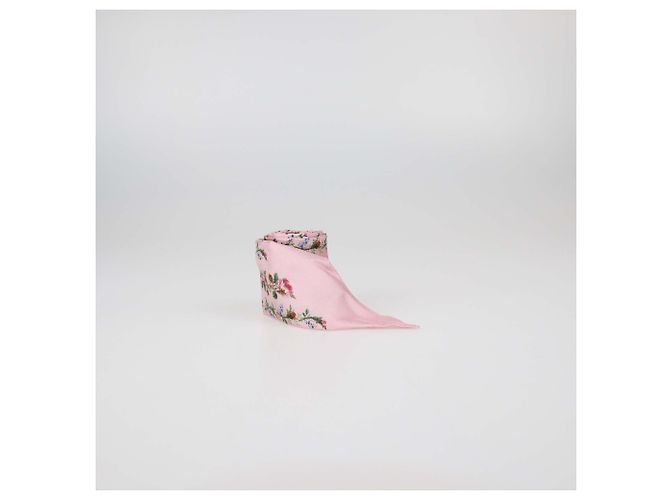 Gucci rosa Seidentwill-Band mit Rosenprint Pink - Ansicht 3