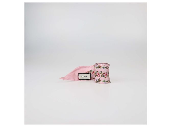 Gucci rosa Seidentwill-Band mit Rosenprint Pink - Ansicht 4