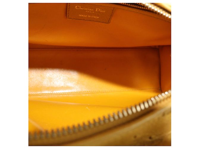 Christian Dior Borsa Tote Large Lady Dior in pelle di struzzo gialla Giallo - vista 6