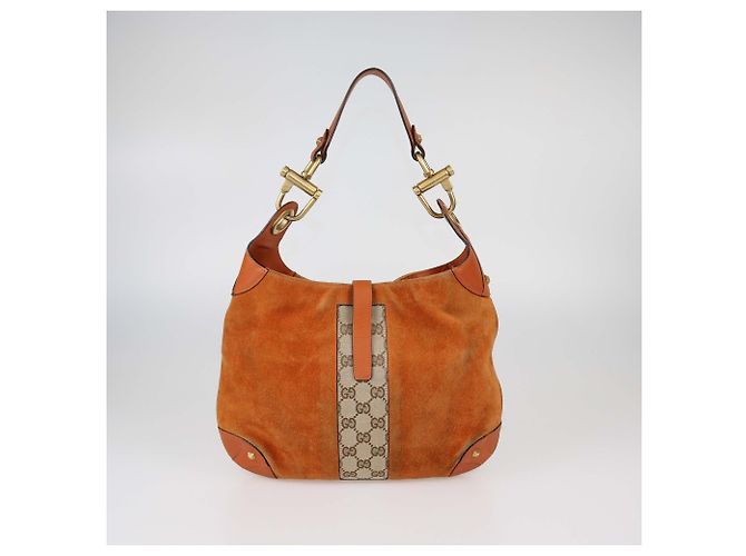 Borsa Jackie Hobo Gucci in camoscio e pelle marrone - vista 3