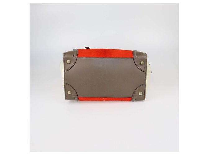 Céline Celine Mini Luggage Tote in pelle e pelo di vitello tricolore - vista 4