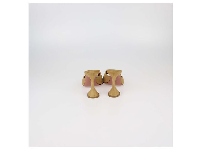 Sandali slide Lupita in camoscio Tan Amina Muaddi Beige - vista 5