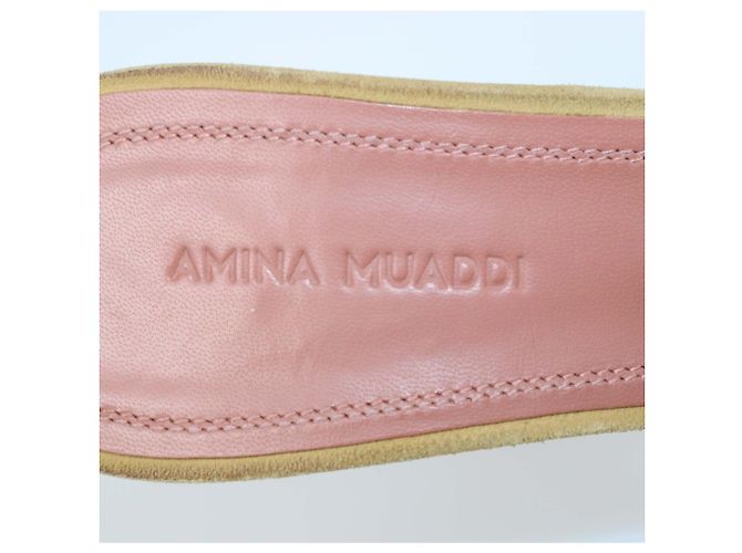 Sandali slide Lupita in camoscio Tan Amina Muaddi Beige - vista 6
