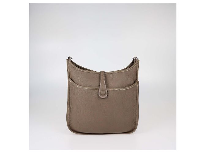 Hermès Borsa Hermes Evelyne III PM in pelle Clemence Etoupe Taupe - vista 3