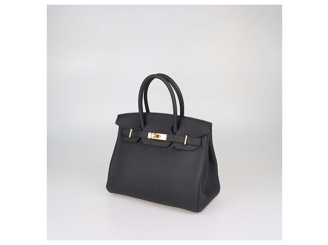 Hermès Borsa Birkin 30 Hermes in pelle Togo nera con hardware oro rosa Nero - vista 2