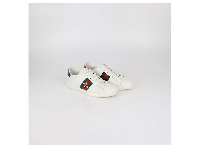 Sneakers basse Ace Bee in pelle bianca Gucci Bianco - vista 2