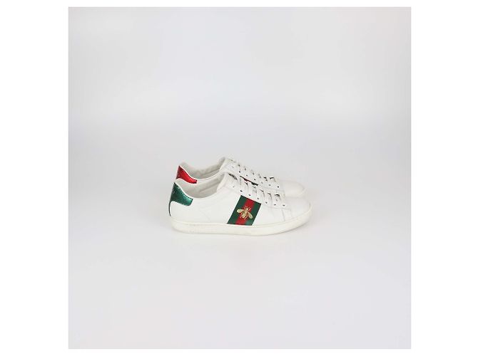 Sneakers basse Ace Bee in pelle bianca Gucci Bianco - vista 3