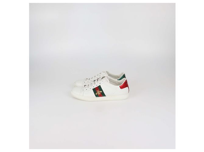Sneakers basse Ace Bee in pelle bianca Gucci Bianco - vista 4
