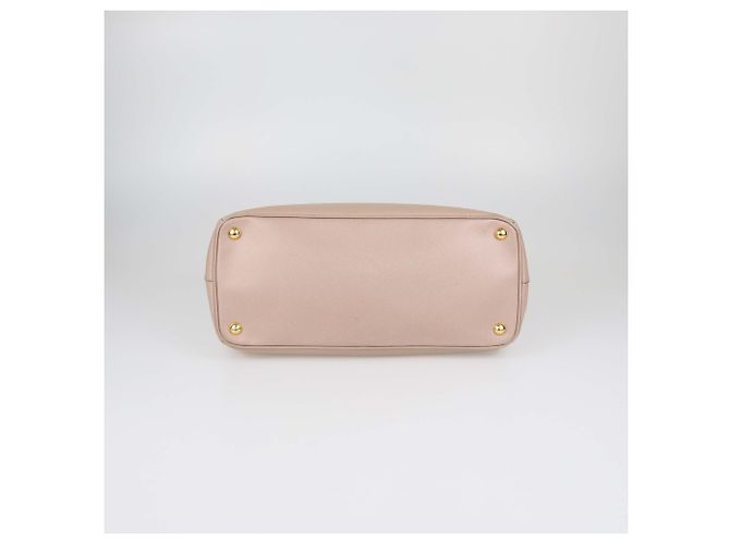 Borsa Tote Medium Double Zip in Pelle Saffiano Beige Prada - vista 4