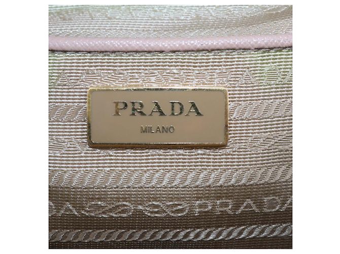 Borsa Tote Medium Double Zip in Pelle Saffiano Beige Prada - vista 5
