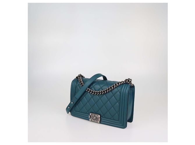 Borsa Chanel New Medium Boy Flap in pelle trapuntata blu teal - vista 2