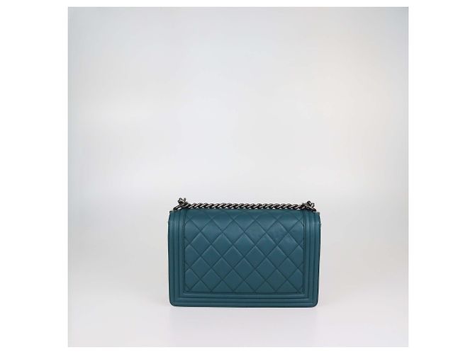 Borsa Chanel New Medium Boy Flap in pelle trapuntata blu teal - vista 3