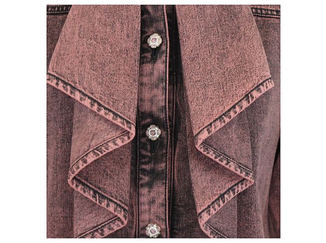Chanel Pink Washed Denim Flare Front Long Sleeve Jacket - view 4