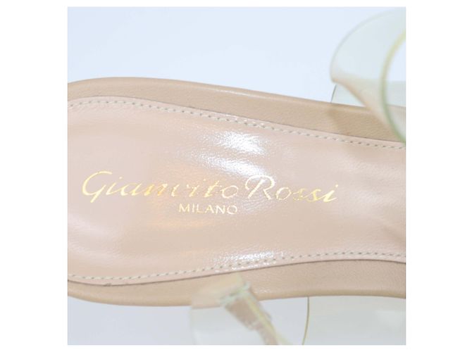 Sandali Plexi con lacci alla caviglia in PVC Beige/Trasparente e pelle Gianvito Rossi - vista 6