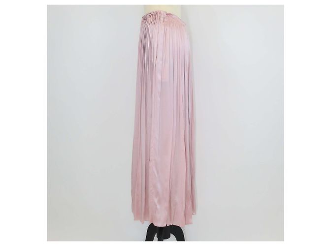 Falda maxi plisada de satén rosa Prada - vista 2