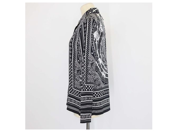 Hermès Camicia Hermes Black/White Silk Micro Astrologie Sleeve Shirt Nero Bianco - vista 2