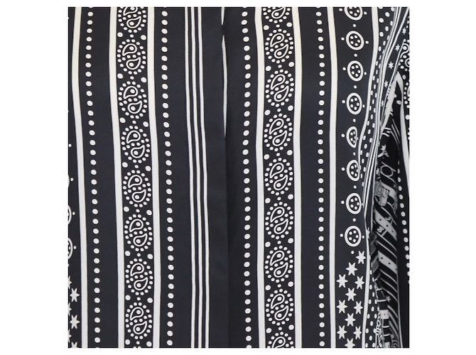 Hermès Camicia Hermes Black/White Silk Micro Astrologie Sleeve Shirt Nero Bianco - vista 4