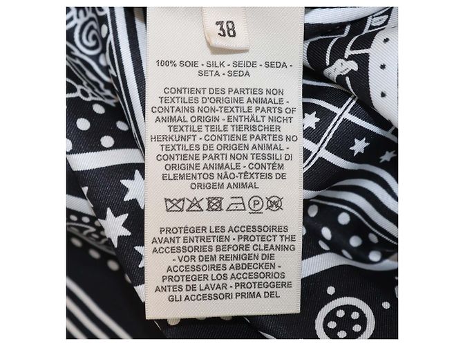 Hermès Camicia Hermes Black/White Silk Micro Astrologie Sleeve Shirt Nero Bianco - vista 6